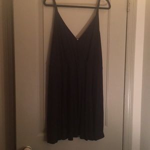 Black V-neck spaghetti strap skater dress